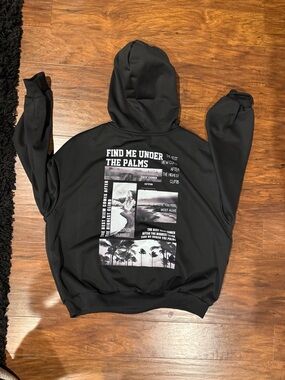 SHEIN Black Graphic 'Find Me Under The Palms' Hoodie